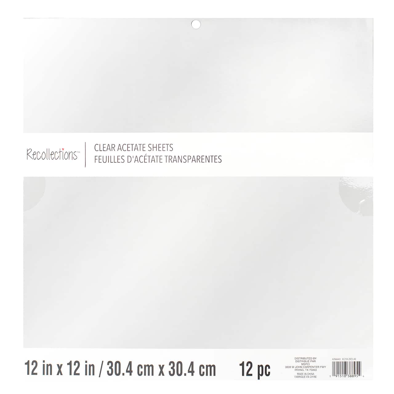 Feuilles d’acétate transparentes de 30,4 cm x 30,4 cm de Recollections